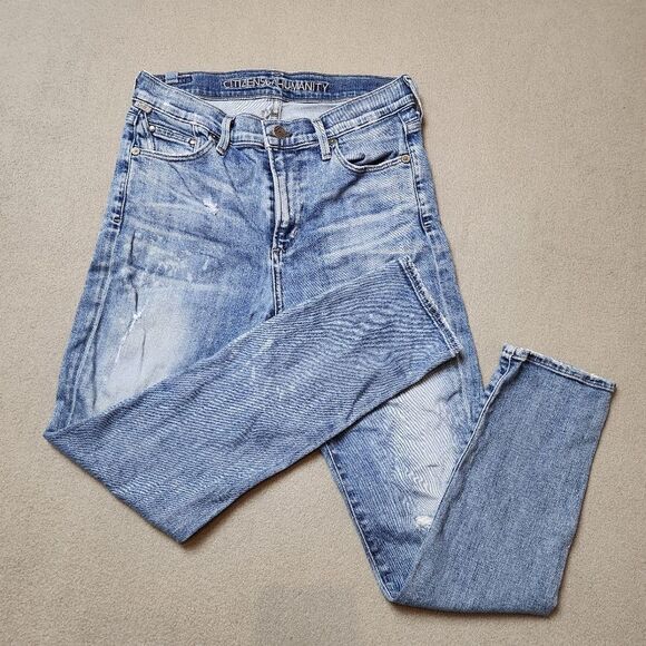 Citizens of Humanity Rocket Crop High Rise Skinny Jeans Distressed - Size 28 - Picture 13 of 16